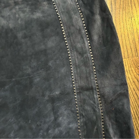 Vintage Danier Suede Midi Navy Blue Women's Pencil Skirt Size 2 - Picture 6 of 9